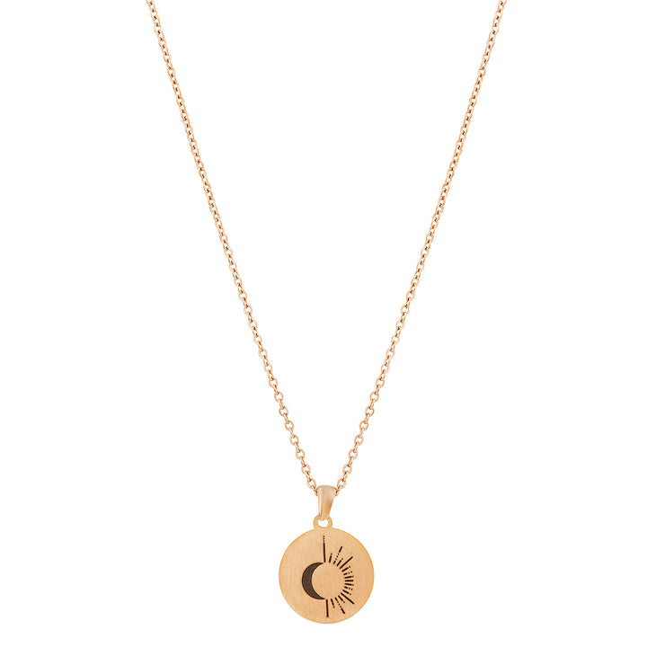 Sun & Moon Rose Gold Women's Round Mantra Necklace