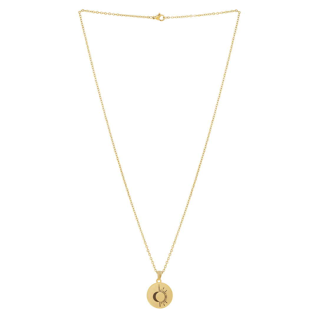 Sun & Moon Gold Women's Round Mantra Necklace