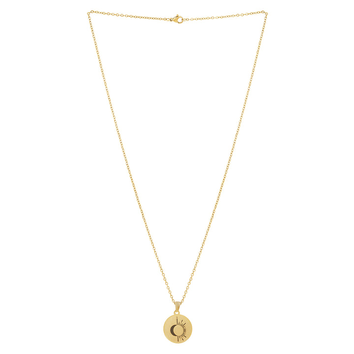 Sun & Moon Gold Women's Round Mantra Necklace