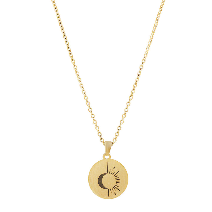 Sun & Moon Gold Women's Round Mantra Necklace