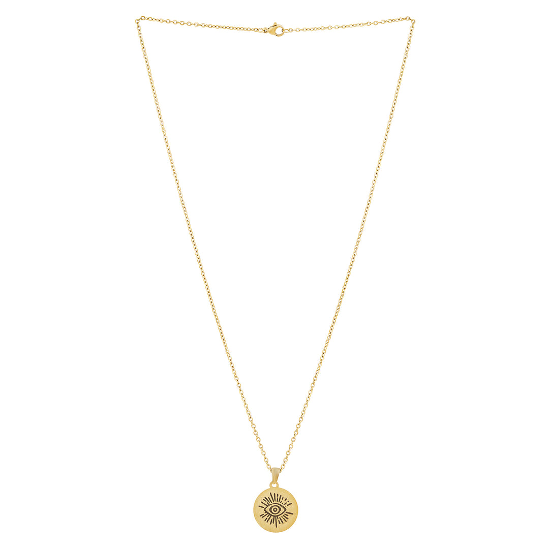 Evil Eye Gold Women's Round Mantra Necklace