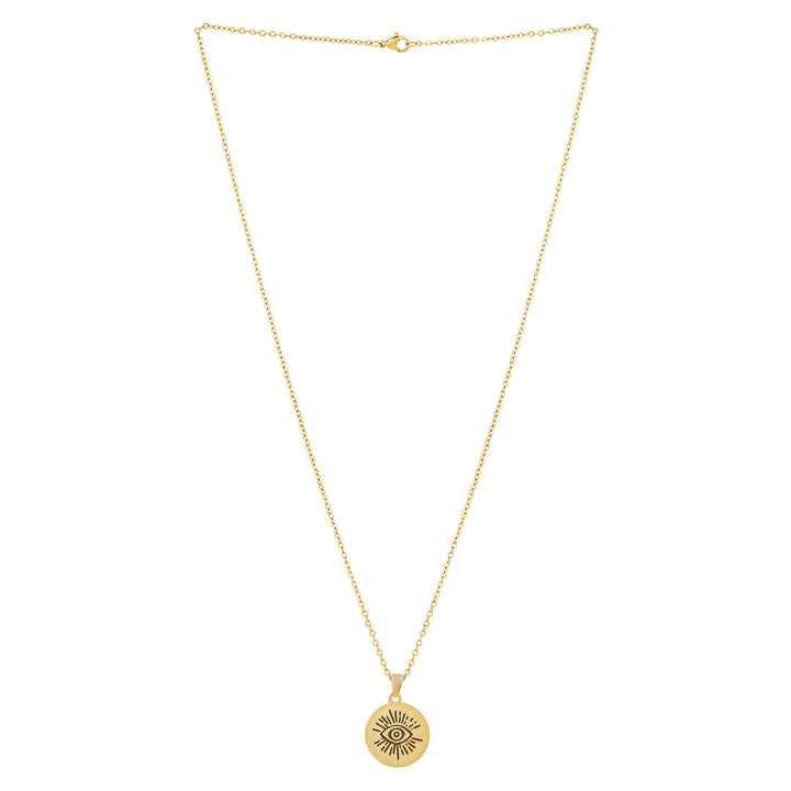 Evil Eye Gold Women's Round Mantra Necklace