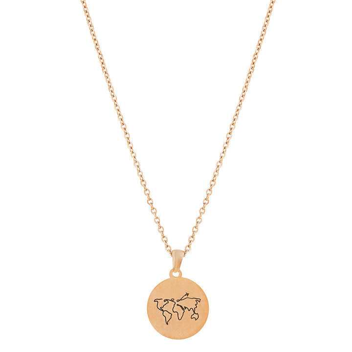 One World Rose Gold Women's Round Mantra Necklace