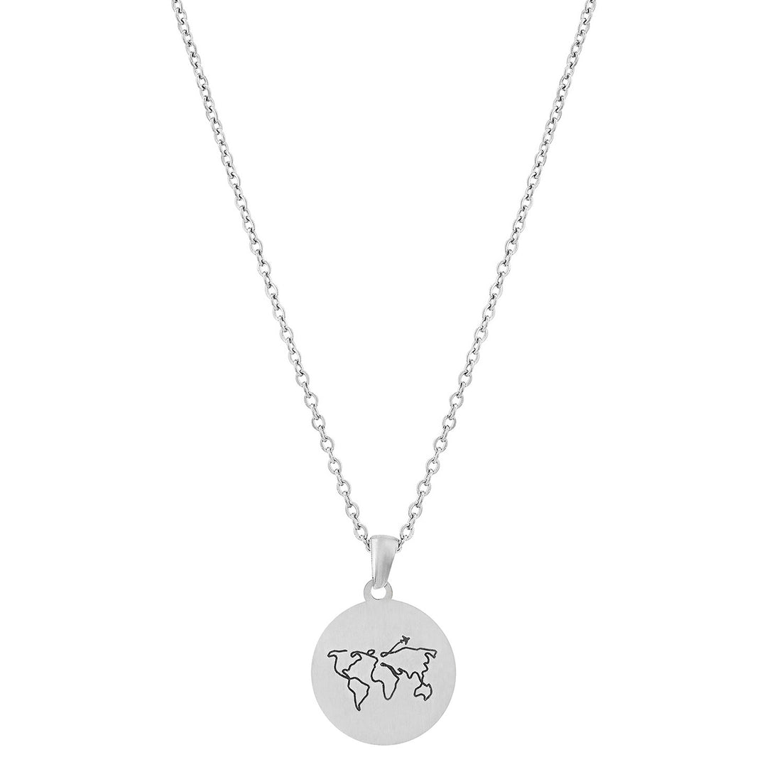 One World Silver Women's Round Mantra Necklace