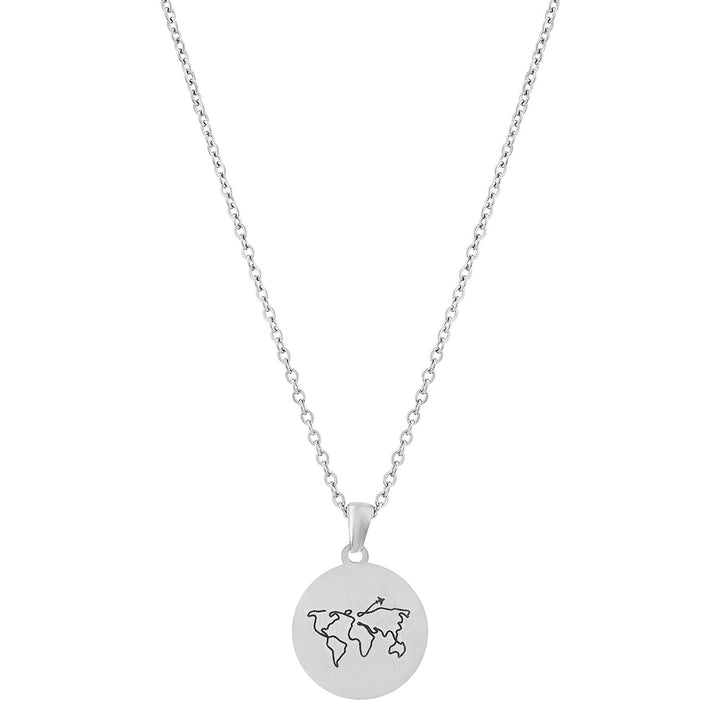 One World Silver Women's Round Mantra Necklace