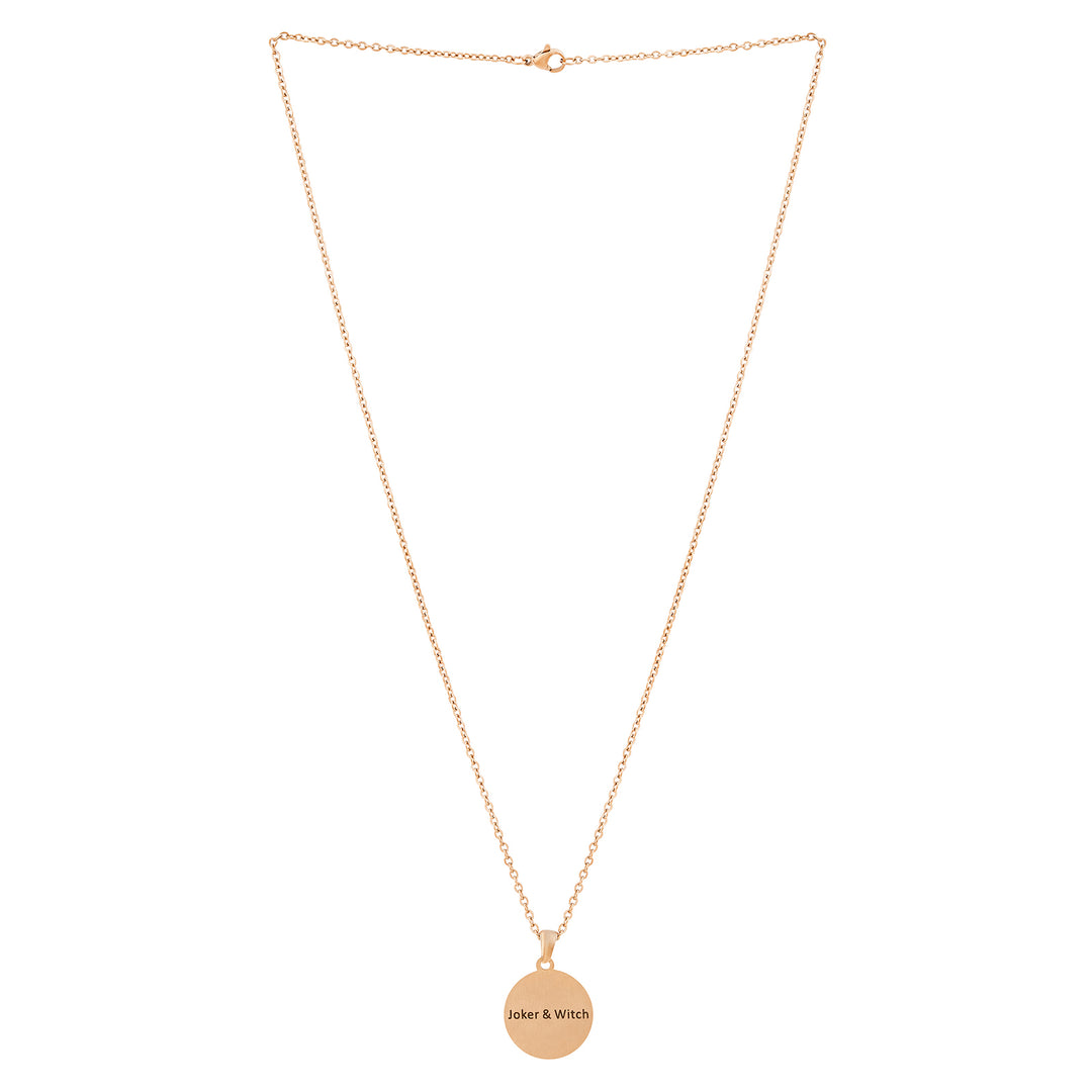 Joker & Witch Rose Gold Women's Round Mantra Necklace