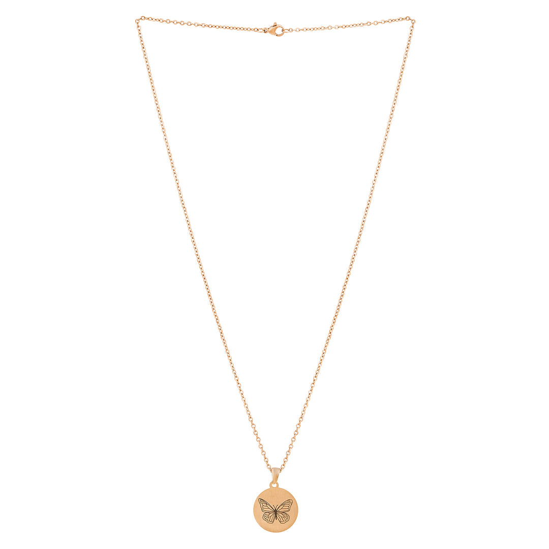 Butterfly Rose Gold Women's Round Mantra Necklace