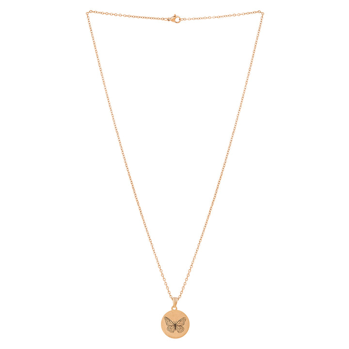 Butterfly Rose Gold Women's Round Mantra Necklace