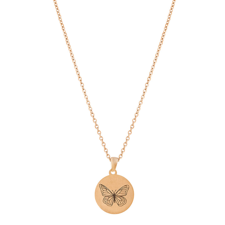 Butterfly Rose Gold Women's Round Mantra Necklace