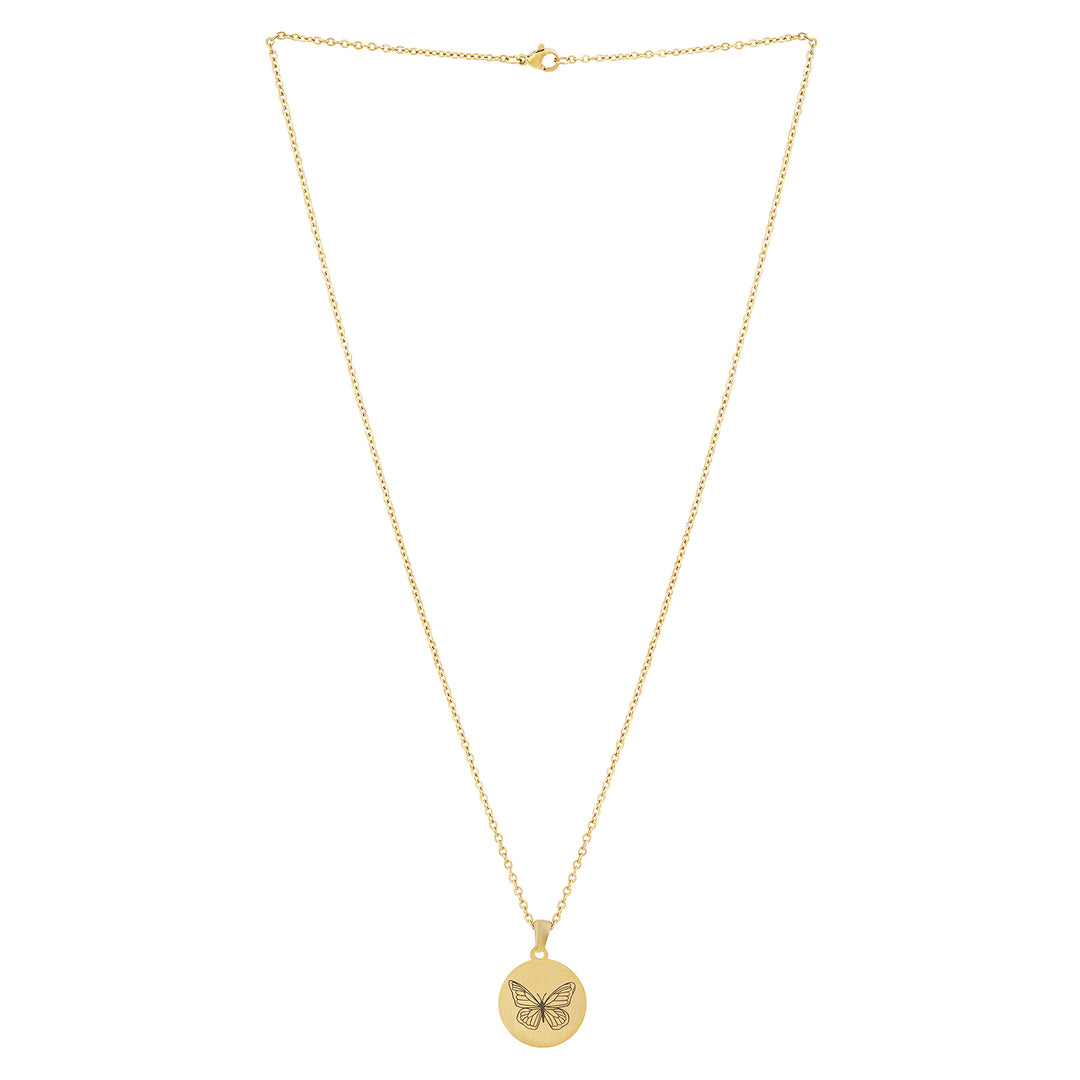 Butterfly Gold Women's Round Mantra Necklace