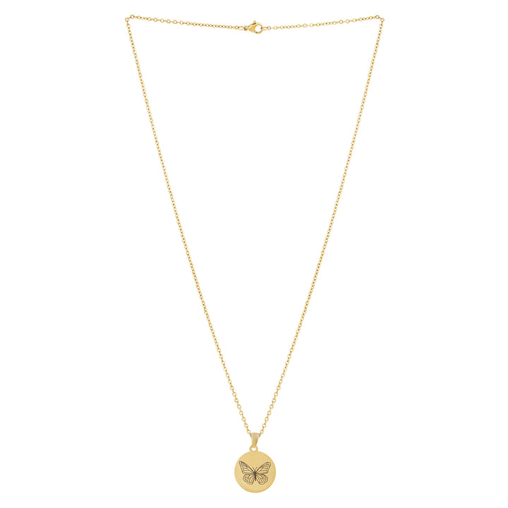 Butterfly Gold Women's Round Mantra Necklace