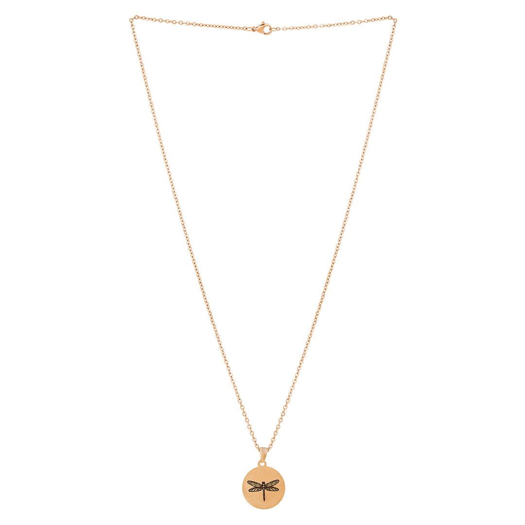 Dragonfly Rose Gold Women's Round Mantra Necklace