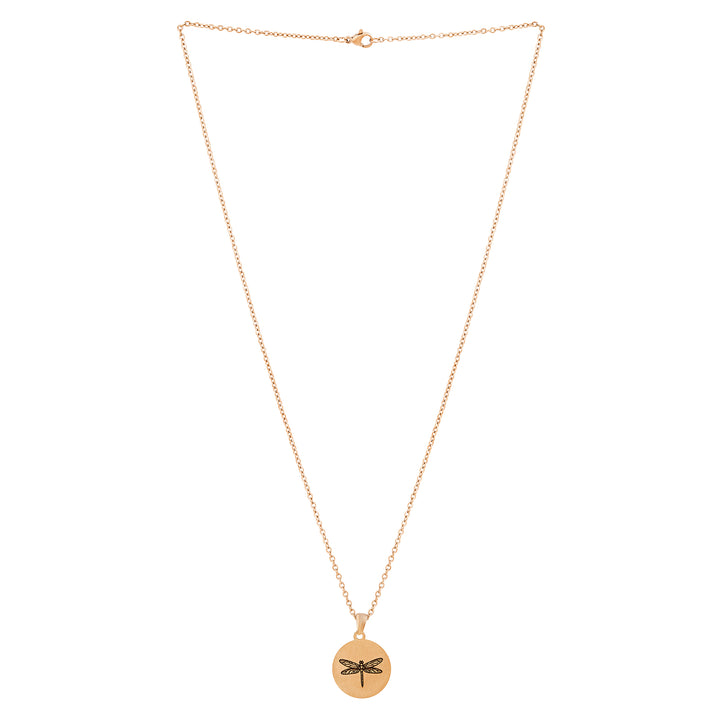 Dragonfly Rose Gold Women's Round Mantra Necklace