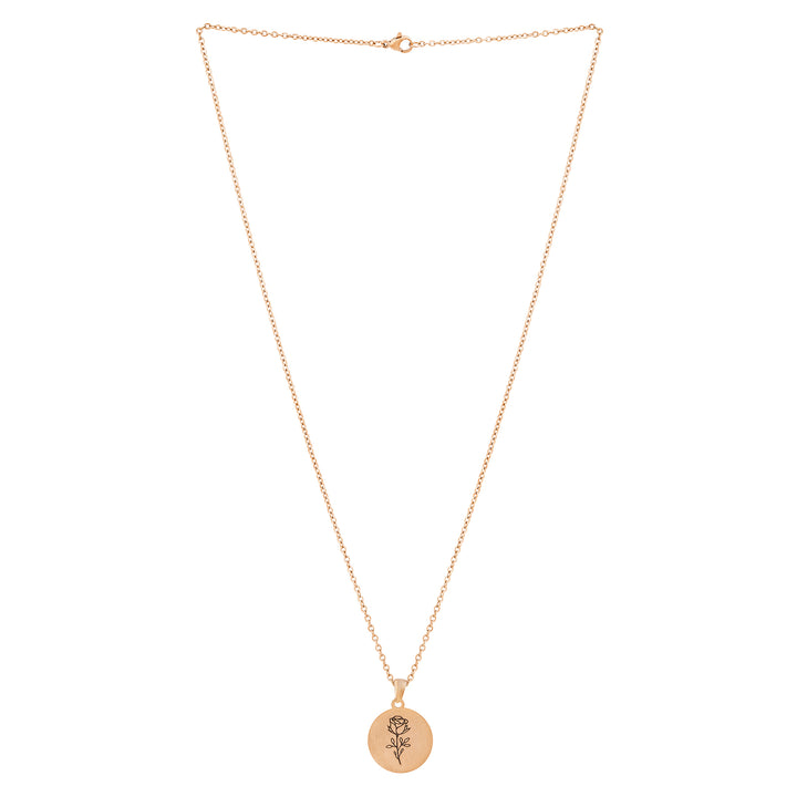 Rosette Rose Gold Women's Round Mantra Necklace