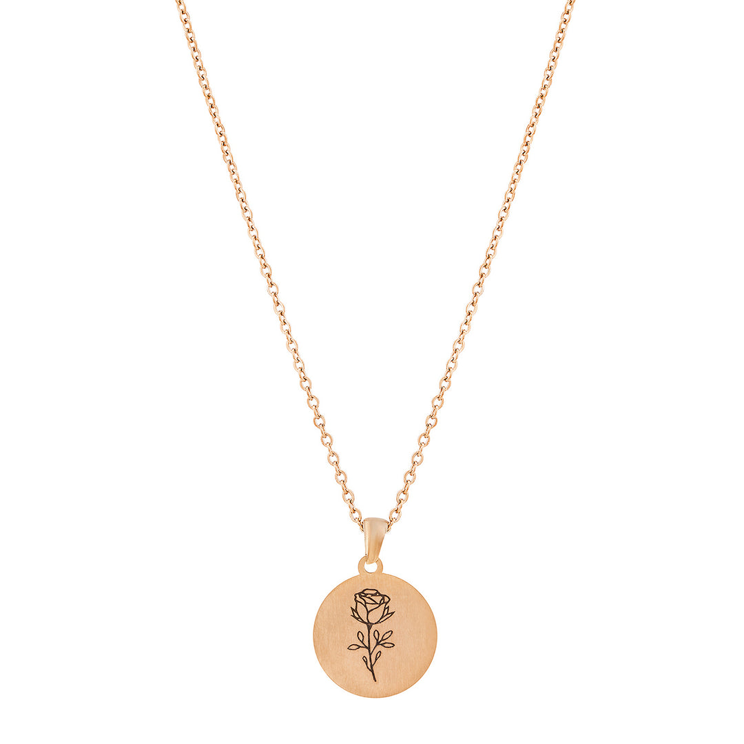 Rosette Rose Gold Women's Round Mantra Necklace