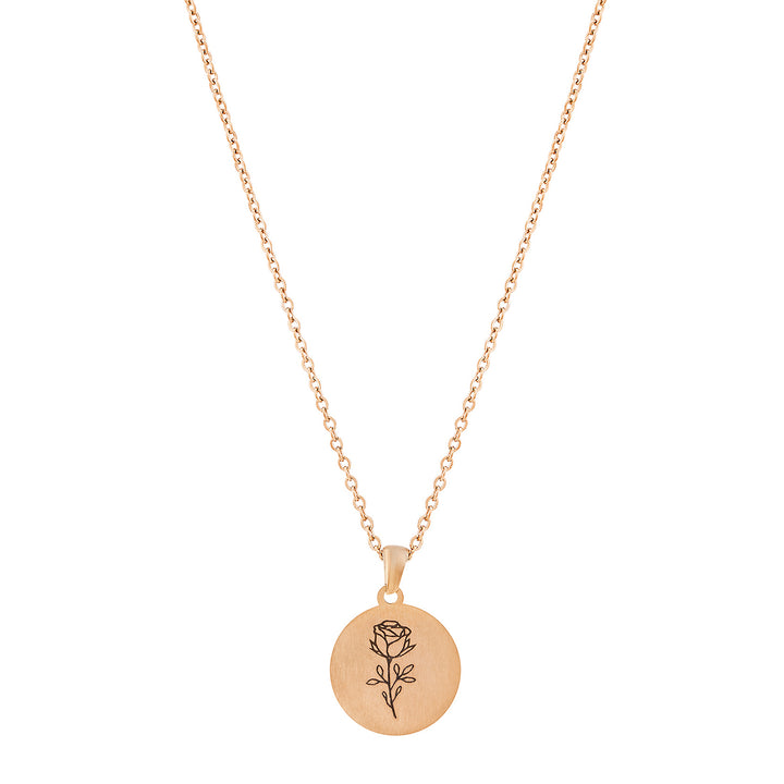 Rosette Rose Gold Women's Round Mantra Necklace