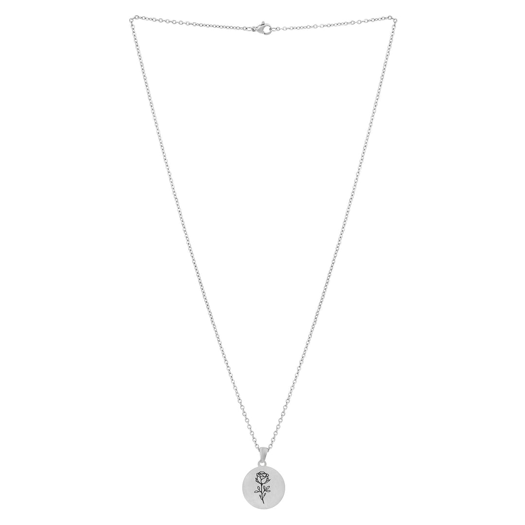 Rosette Silver Women's Round Mantra Necklace
