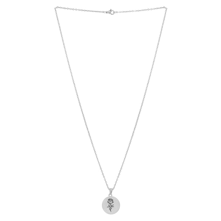 Rosette Silver Women's Round Mantra Necklace