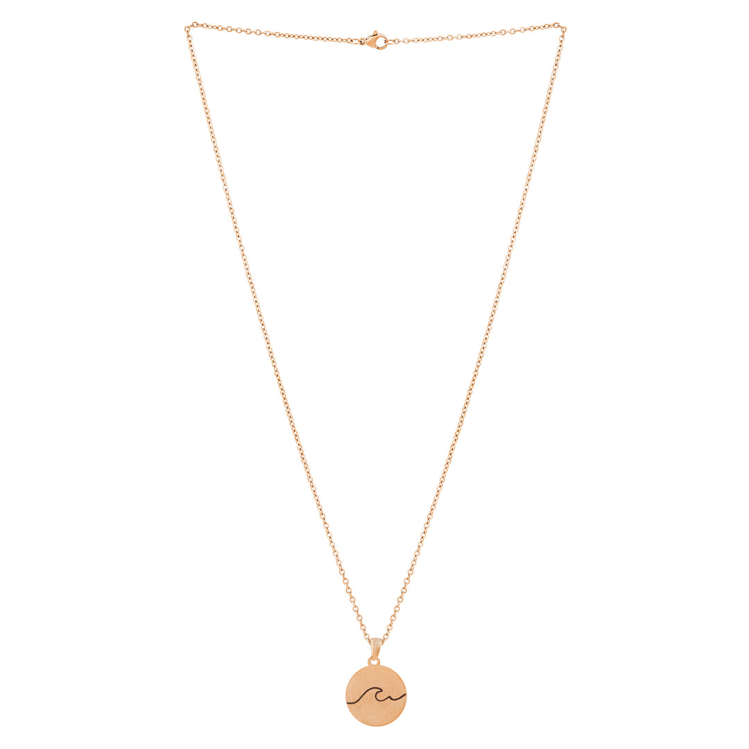 Wave Rose Gold Women's Round Mantra Necklace