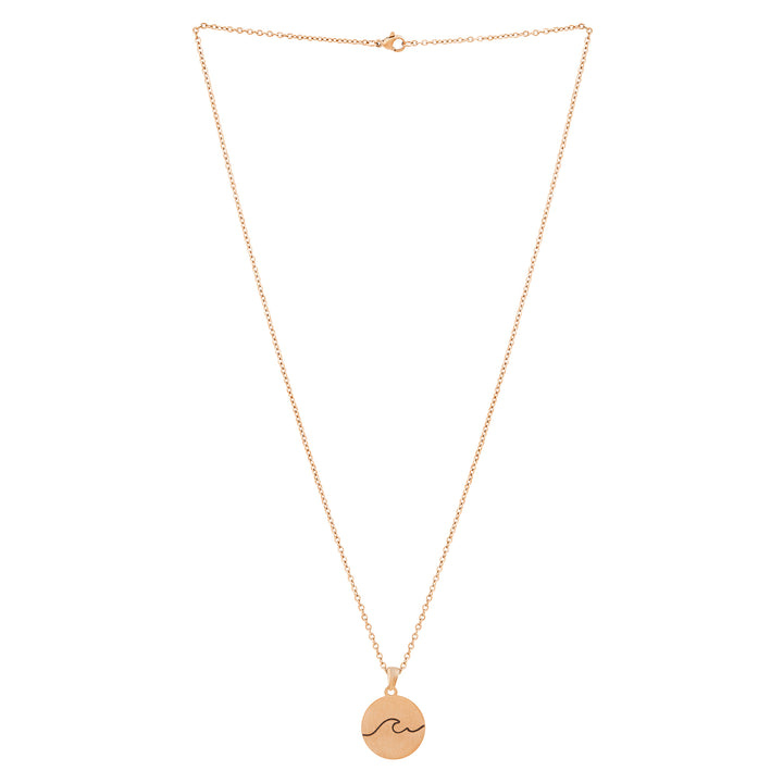 Wave Rose Gold Women's Round Mantra Necklace