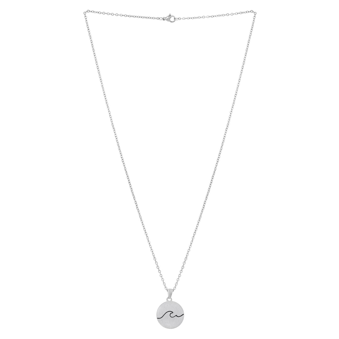 Wave Silver Women's Round Mantra Necklace