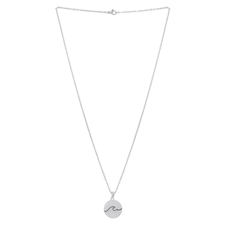 Wave Silver Women's Round Mantra Necklace