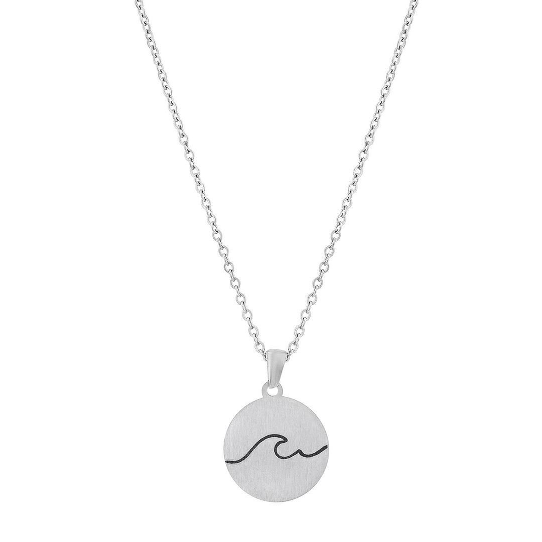 Wave Silver Women's Round Mantra Necklace