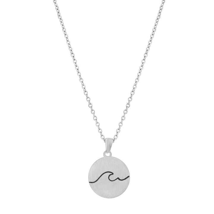 Wave Silver Women's Round Mantra Necklace