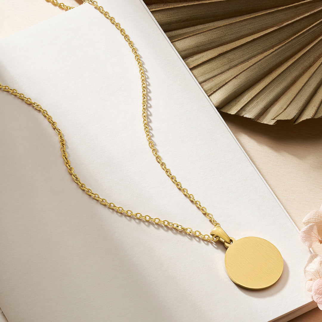 Minimal Gold Round Women's Round Mantra Necklace