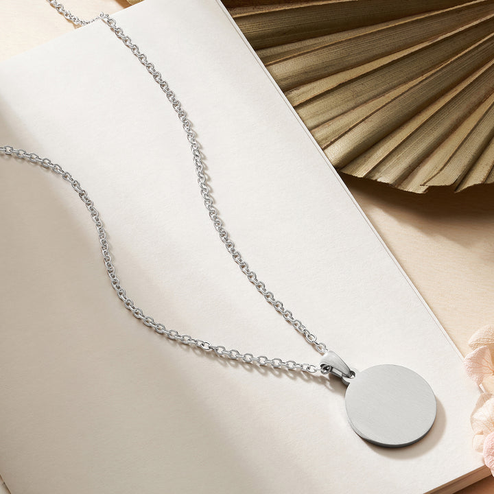 Minimal Silver Women's Round Mantra Necklace