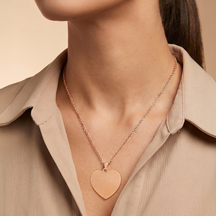 Minimal Rose Gold Women's Heart Mantra Necklace