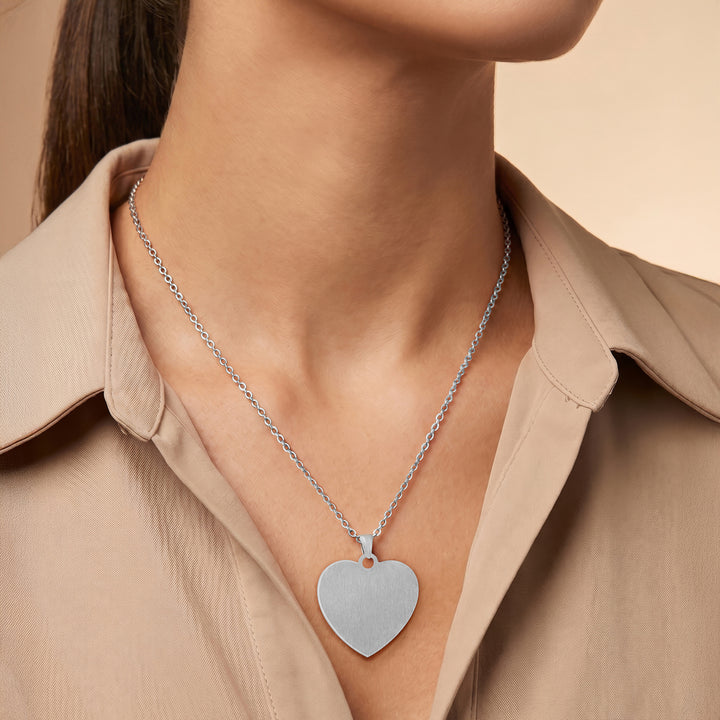Minimal Silver Women's Heart Mantra Necklace