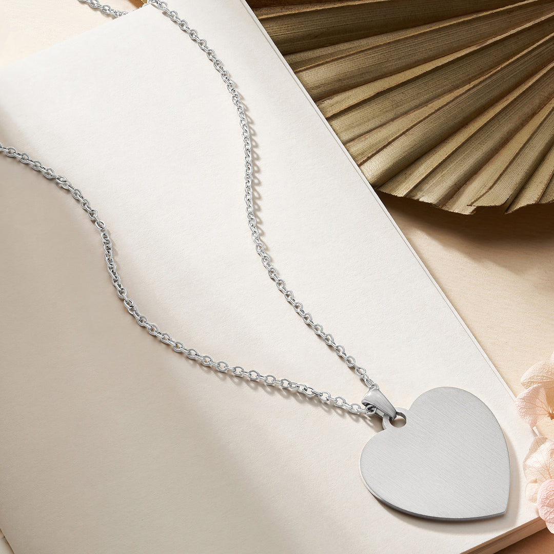 Minimal Silver Women's Heart Mantra Necklace