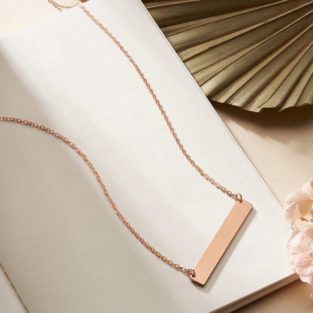 Minimal Rose Gold Women's Bar Mantra Necklace