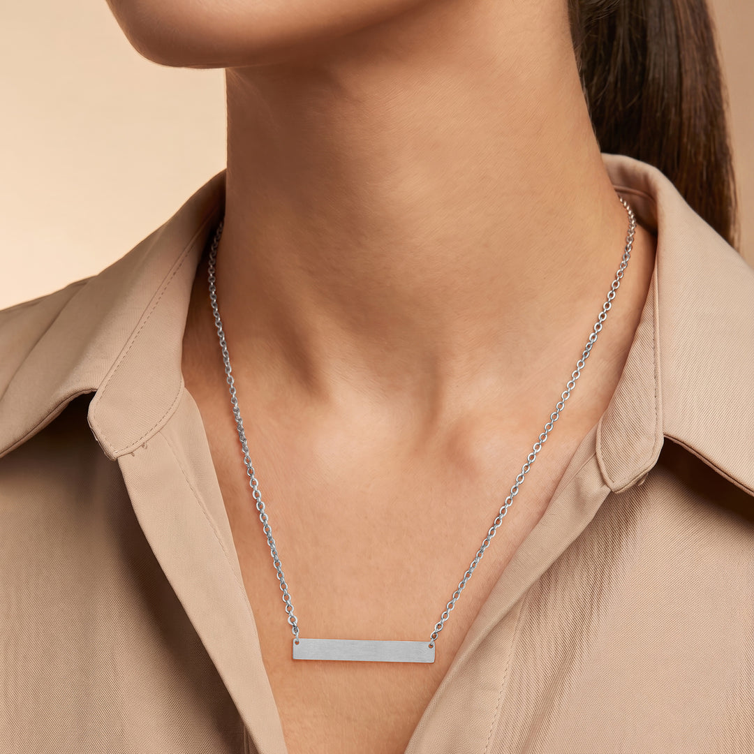Minimal Silver Women's Bar Mantra Necklace