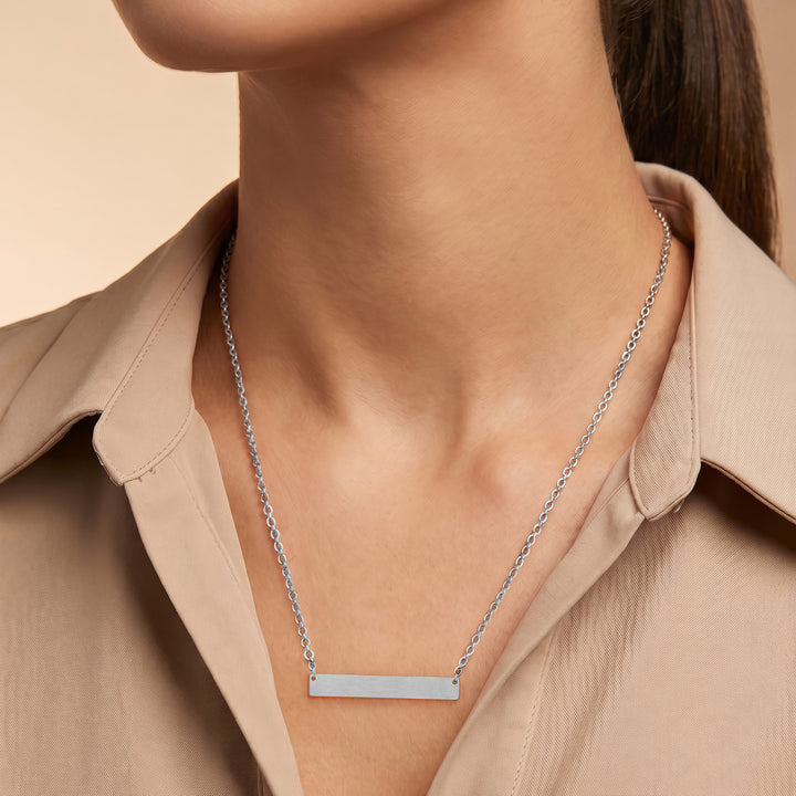 Minimal Silver Women's Bar Mantra Necklace