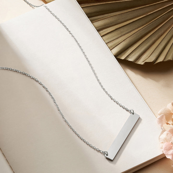 Minimal Silver Women's Bar Mantra Necklace
