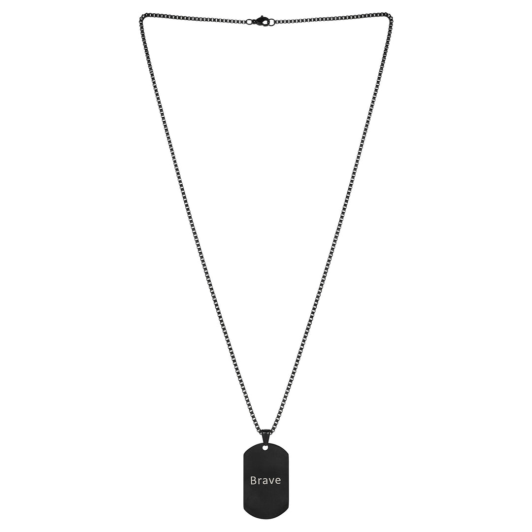 Brave Black Men's Curve Tag Mantra Necklace