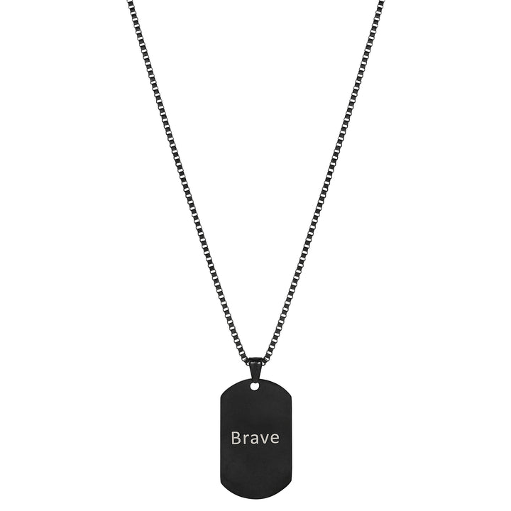 Brave Black Men's Curve Tag Mantra Necklace