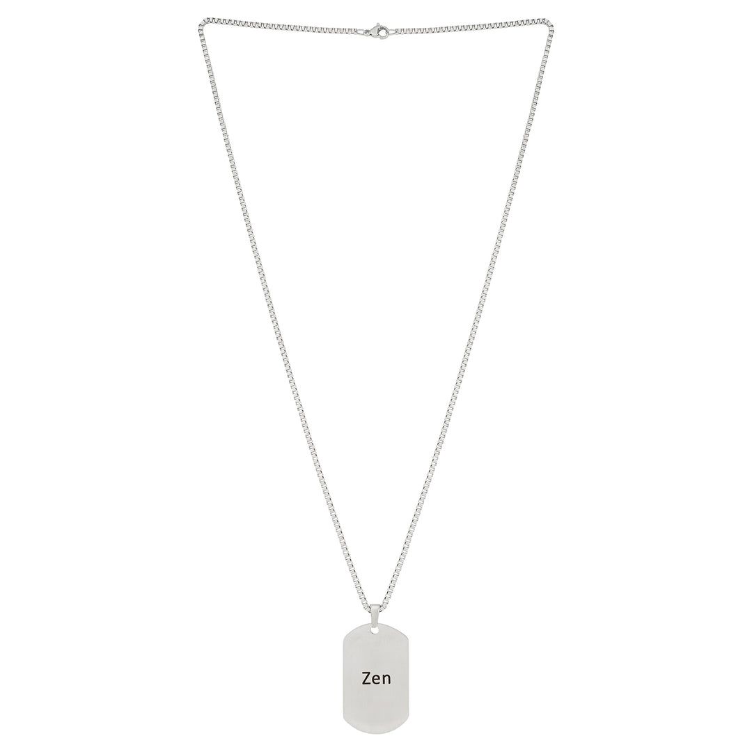 Zen Silver Men's Curve Tag Mantra Necklace