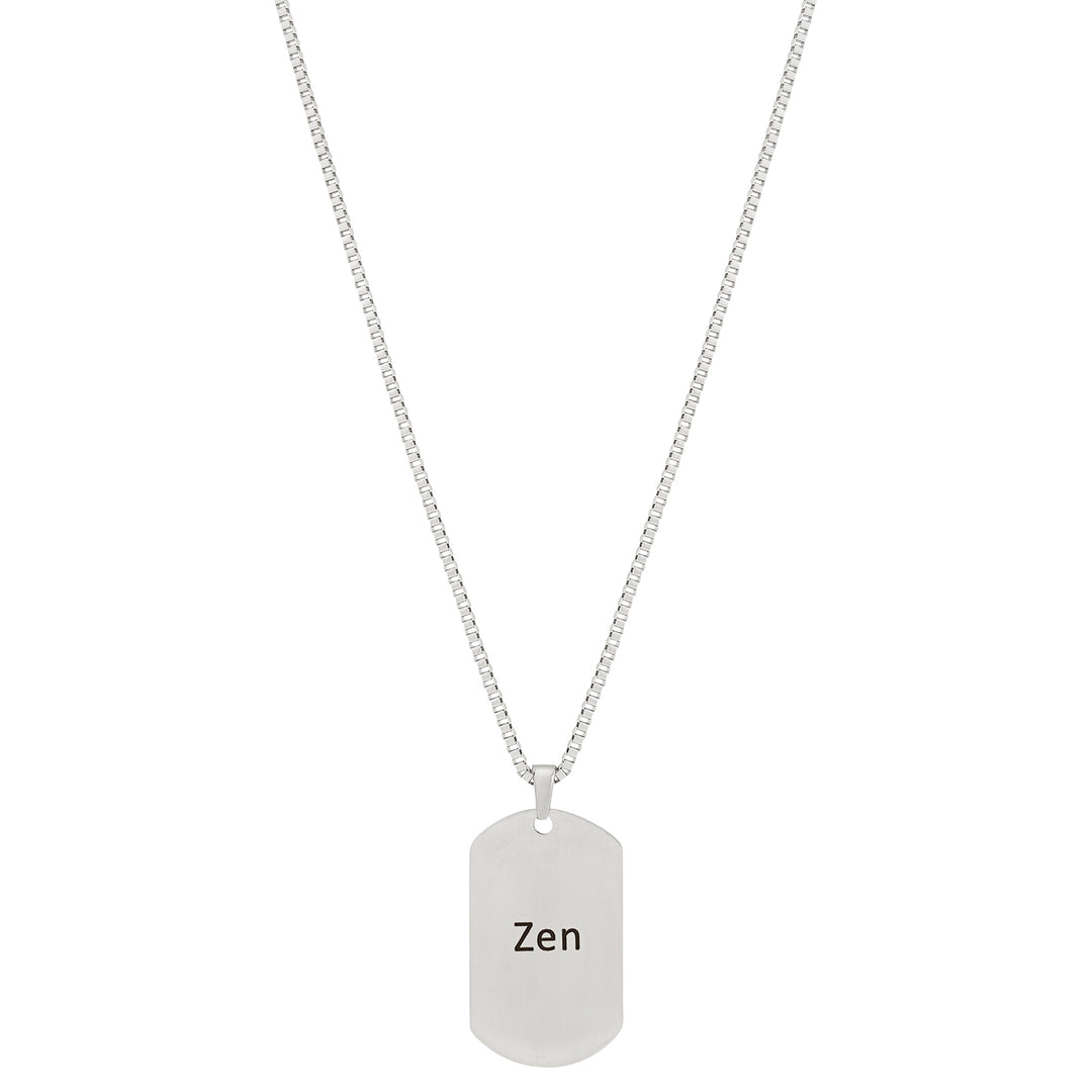 Zen Silver Men's Curve Tag Mantra Necklace
