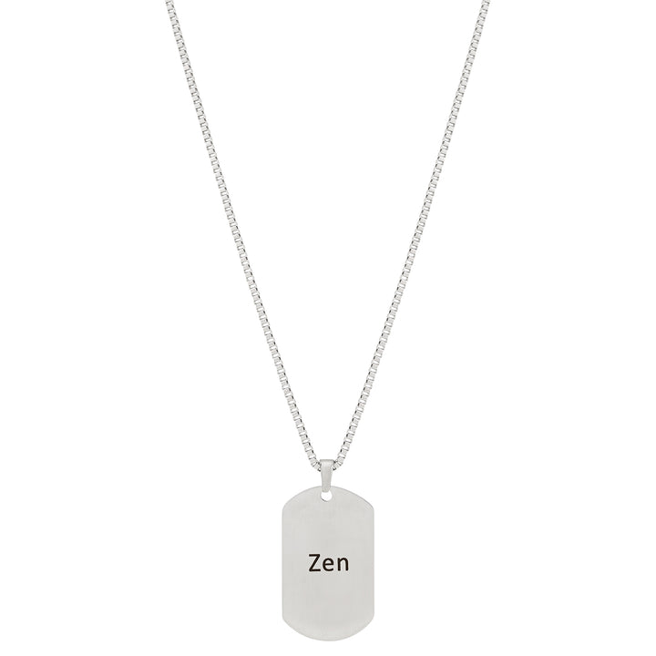 Zen Silver Men's Curve Tag Mantra Necklace