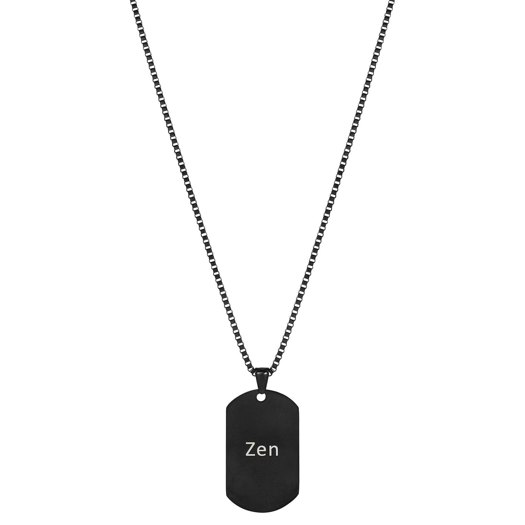 Zen Black Men's Curve Tag Mantra Necklace