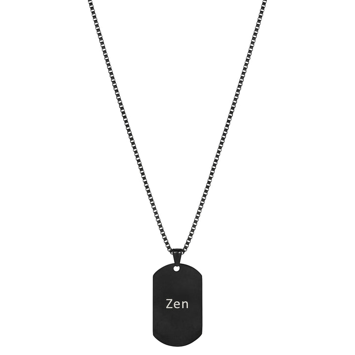 Zen Black Men's Curve Tag Mantra Necklace