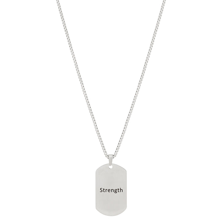 Strength Silver Men's Curve Tag Mantra Necklace