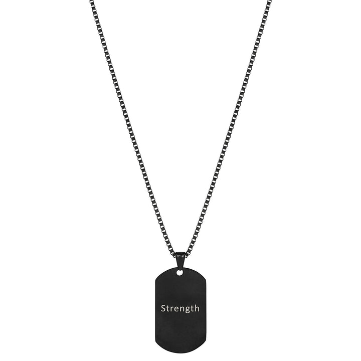 Strength Black Men's Curve Tag Mantra Necklace