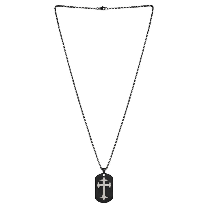 Cross Black Men's Curve Tag Mantra Necklace