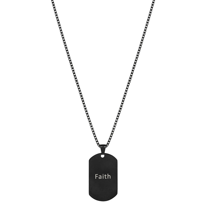 Faith Black Men's Curve Tag Mantra Necklace