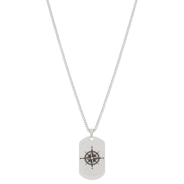 Navigator Silver Men's Curve Tag Mantra Necklace