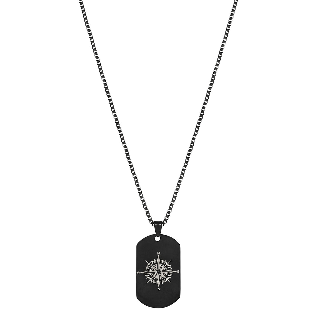Navigator Black Men's Curve Tag Mantra Necklace